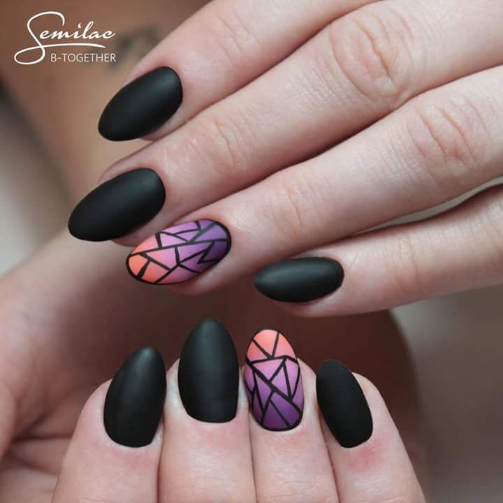 Creative Matte Black Nail Art