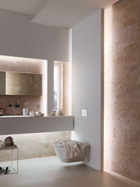 Minimalist Bathroom with Ambient Lighting