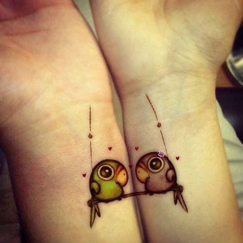 Dainty Small Lovely Couple Tattoo