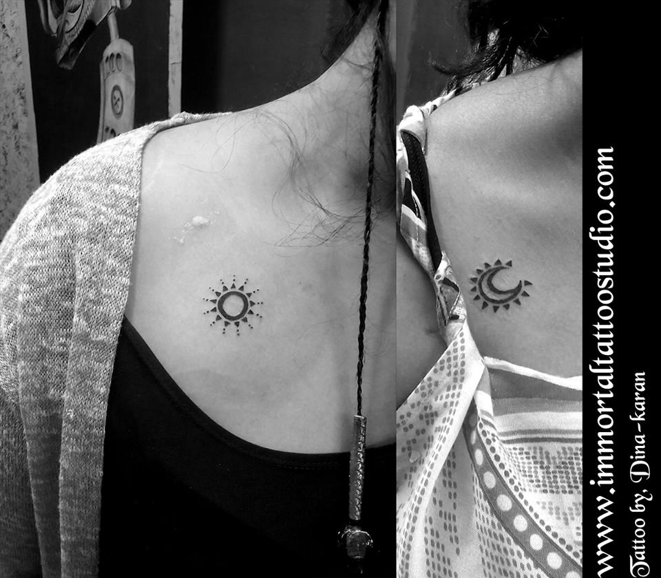 Exclusive Sun Moon Chest Tattoos