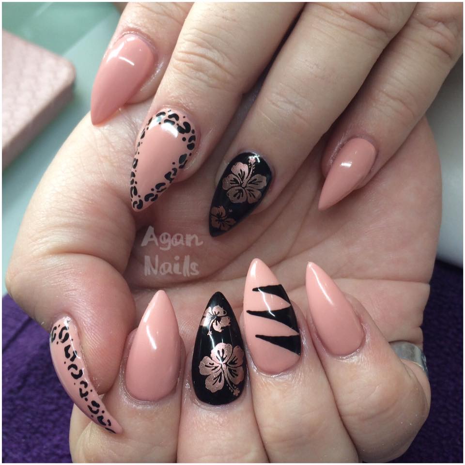 Fashion Acrylic Infills with UV Gel Polish and Nail Art Designs