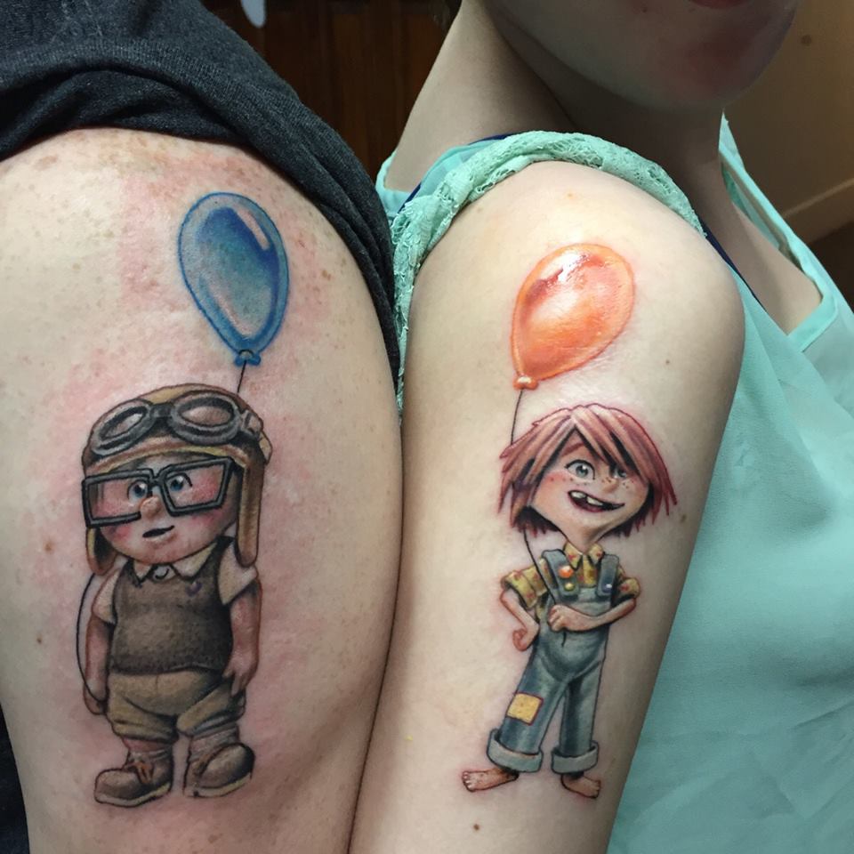 Funny Couple Tattoo with Cartoons