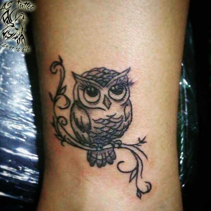 Girly Owl Small Tattoo Design