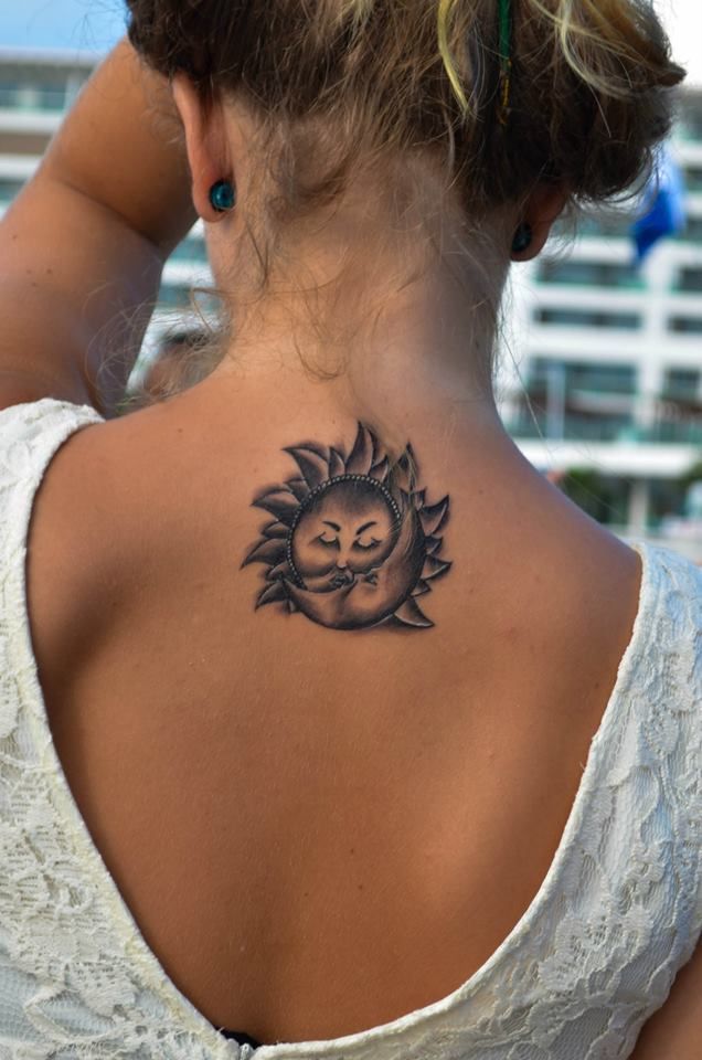 Girly Sun and Moon Tattoo