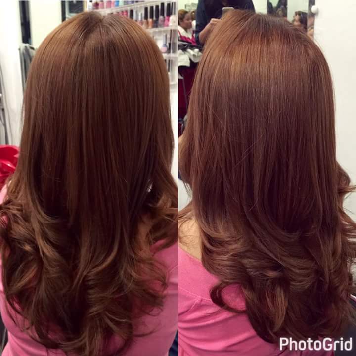 Hazelnut Brown Hair Color with Layered Haircut