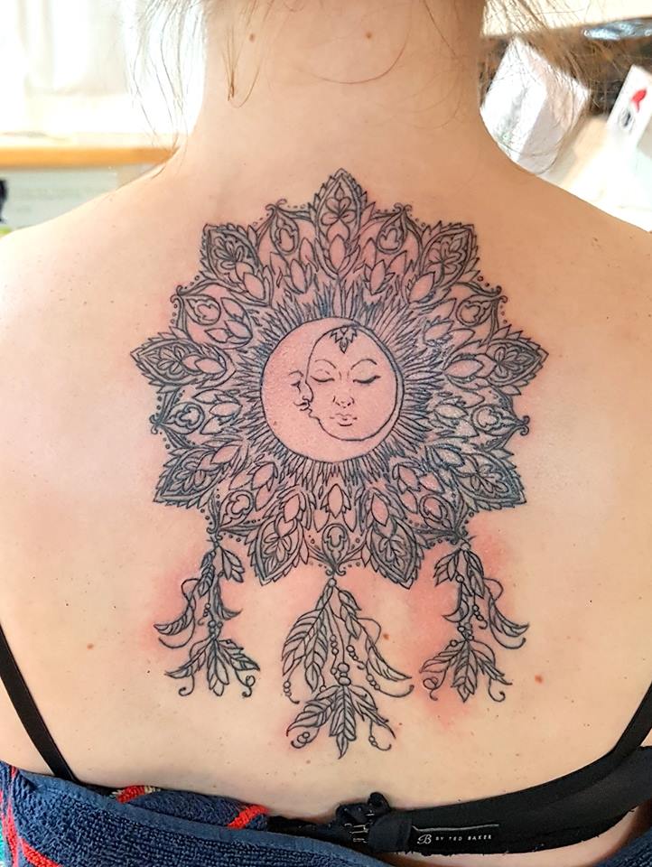 Hi fashion Sun and Moon Mandala Tattoo