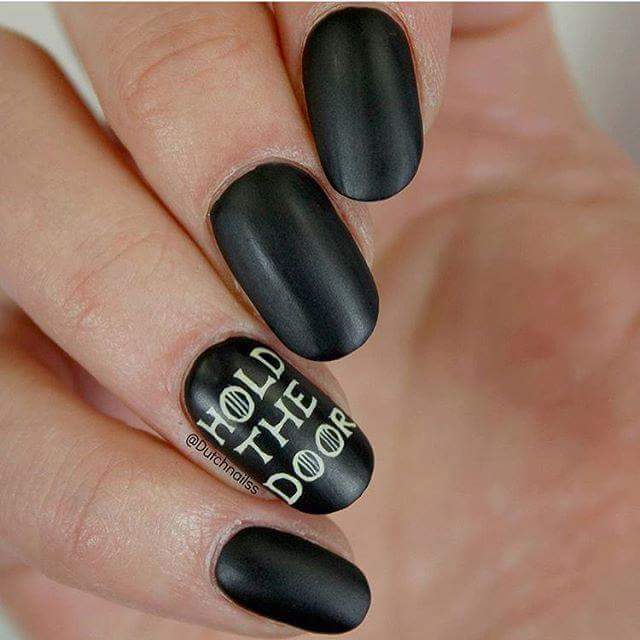 Hold The Door Black Nail Art