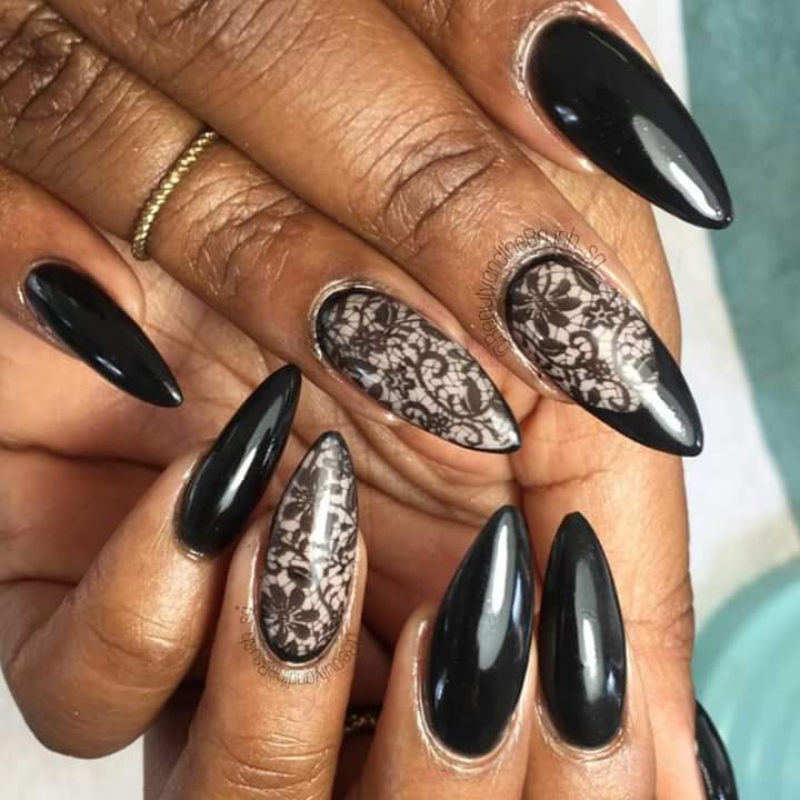 Intricate Black Nail Art