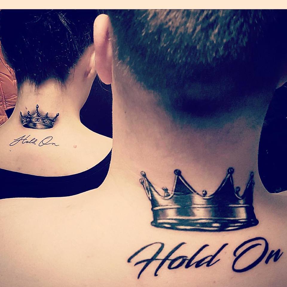 King and Queen Crown Couple Tattoo