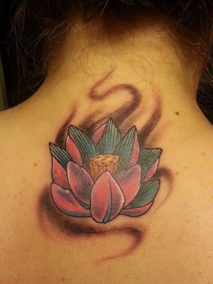 Lotus flower nape tattoo