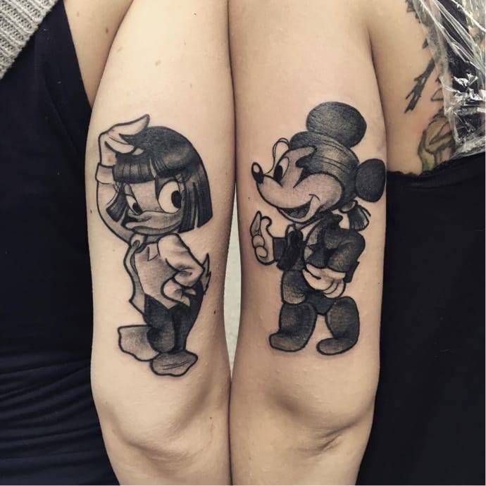 Magnificent Mickey and Minnie Mouse Couple Tattoo Pattern