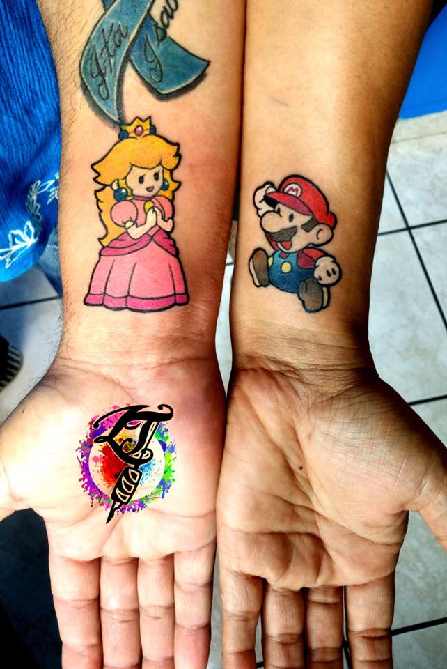 Mario and Princess Couple Tattoo