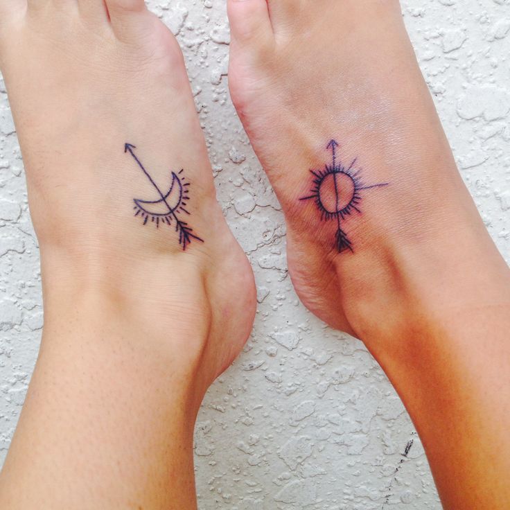 Matching Sun Moon Tattoo Idea for Siblings or Couples