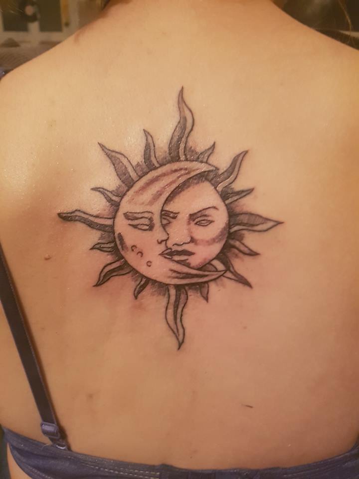 Outstanding Sun Moon Alfa Art Tattoo