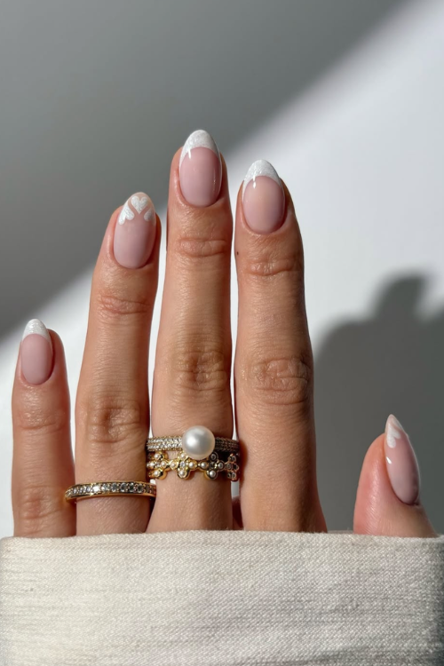 30 Creative Nail Art Ideas: Unlock Stunning DIY Designs at Home! 16 Pearly Frenchies With a Valentine’s Twist