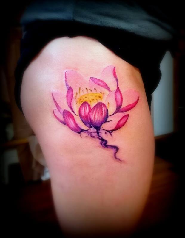 Pink lotus flower tattoo