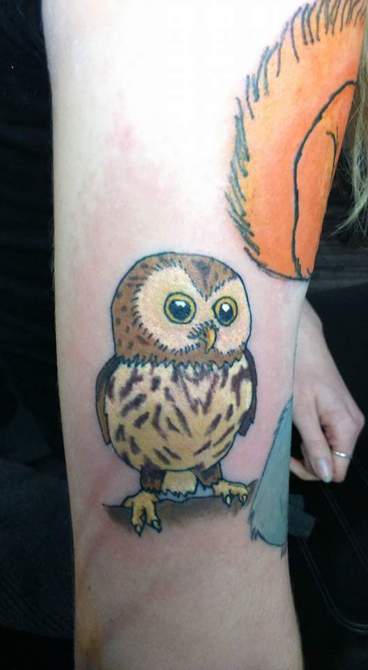 Pretty Colored Barn Owl Drawing Tattoo