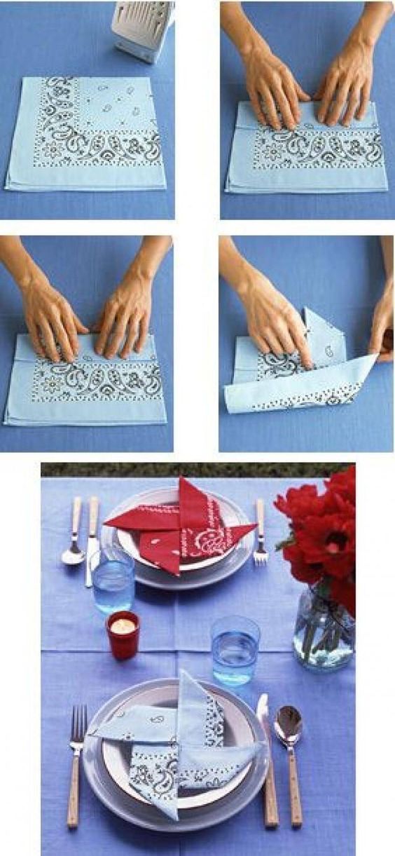 Pretty pinwheel napkin folding idea.