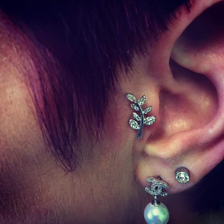 Prominent and Attractive Rhinestone Leaf Stud