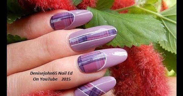 Purple Plaid Gel Nail Art Design