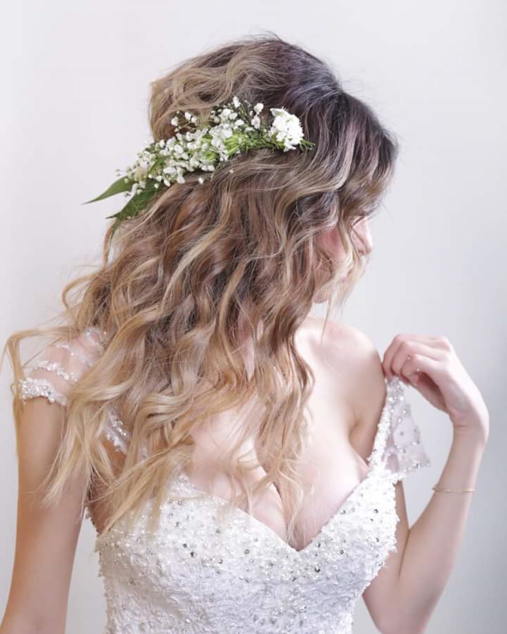 Sensuous Bohemian bridal hairstyle