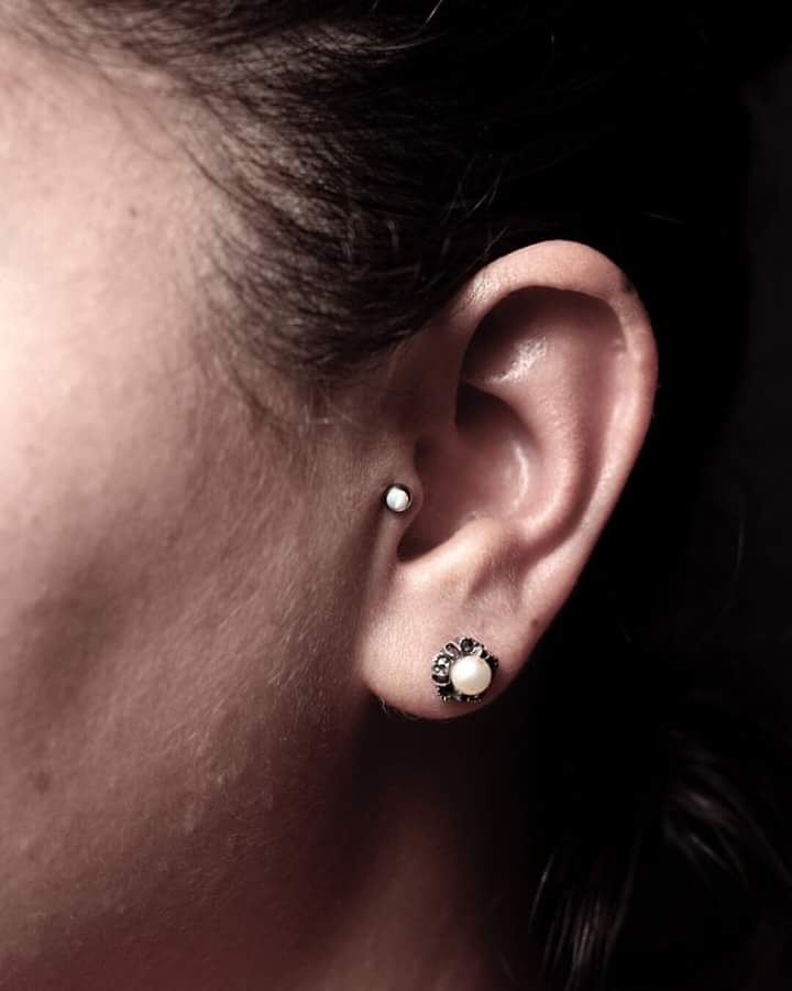 Strikingly Beautiful White Pearl Tragus Stud