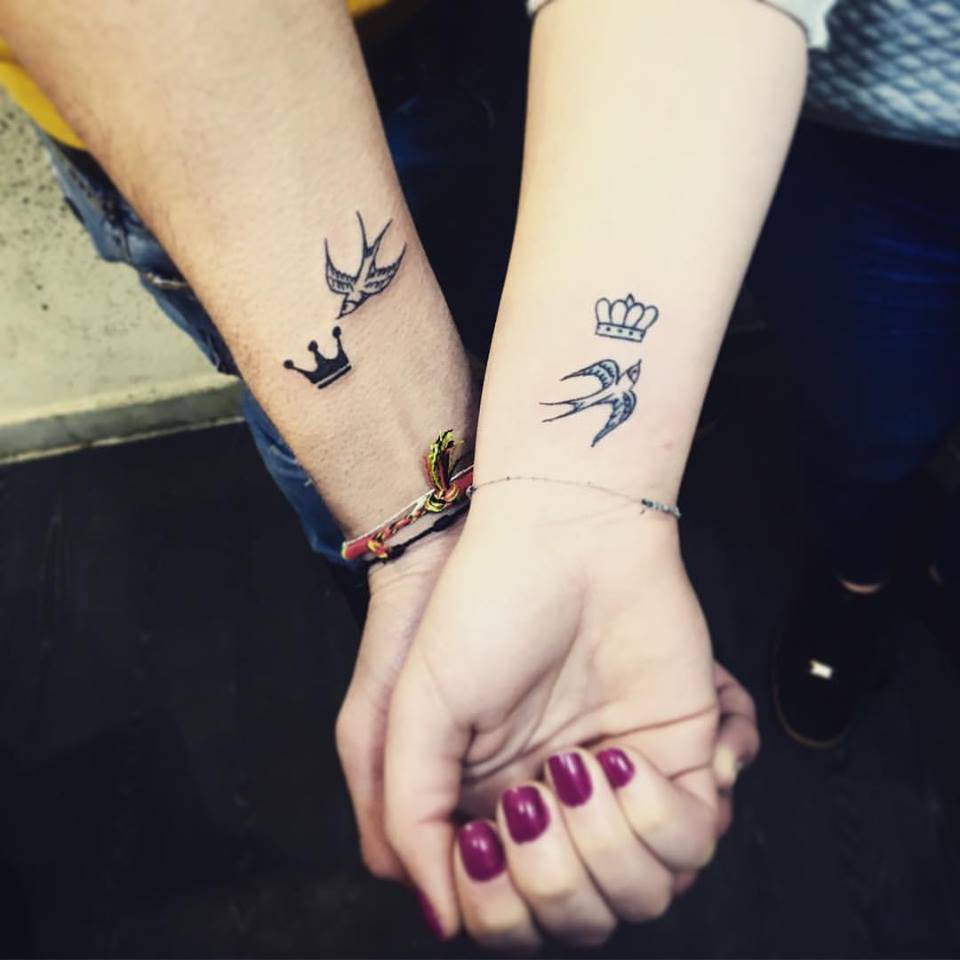 Stunning Matching Small Couple Tattoo for Wrist