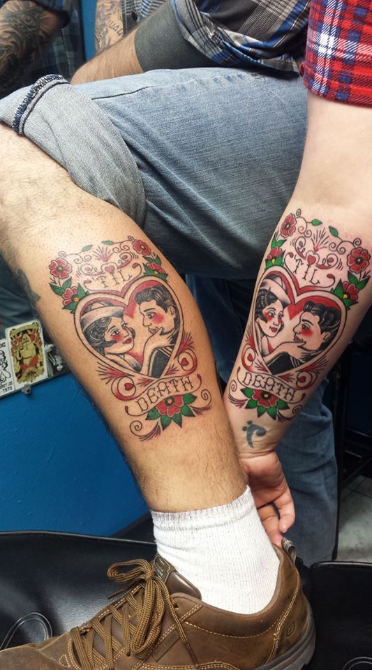 Stylish Matching Couple Tattoo