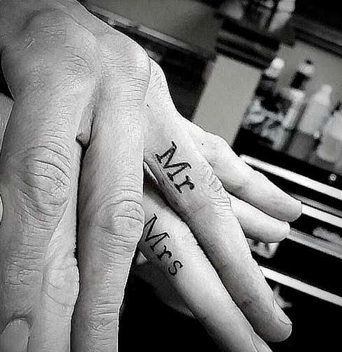 Superb Mr. and Mrs. Couple Tattoo for Fingers