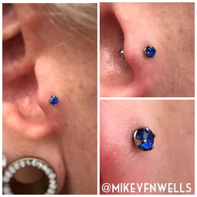 Tiny Deep Blue Sapphire Stud