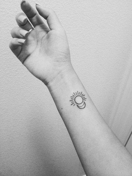 Tiny Rays - Stunning Sun and Moon Tattoo Idea