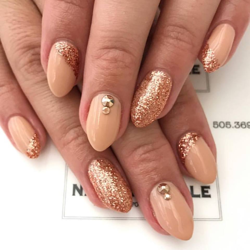 Trending Gold Glitter Subtle Nail art Design