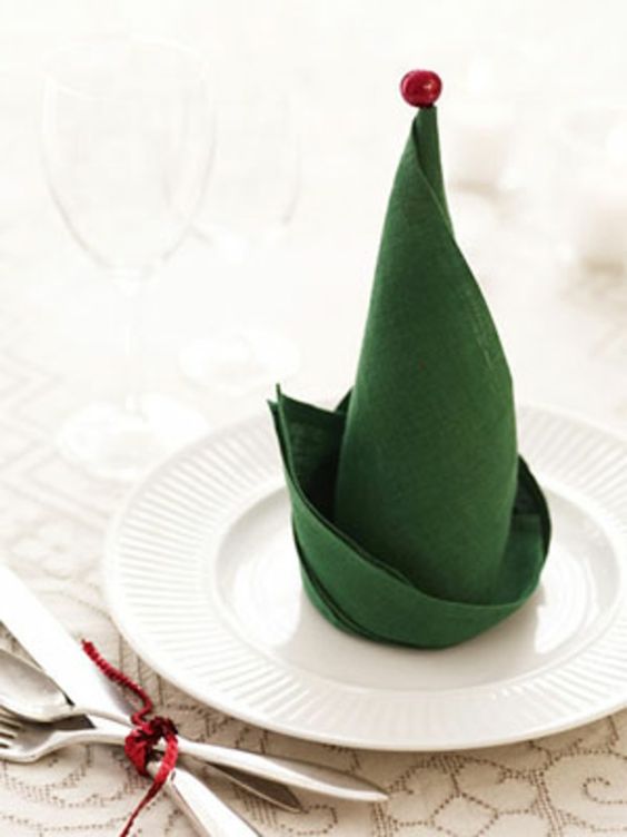 Turn your napkin into an Elf hat.