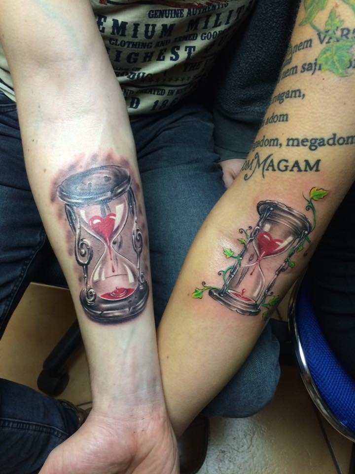 Two hourglasses - One love - Couple Tattoo