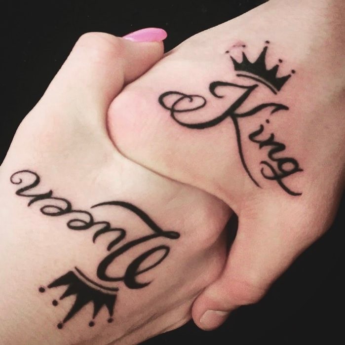 Youthful King and Queen Together Couple Tattoo