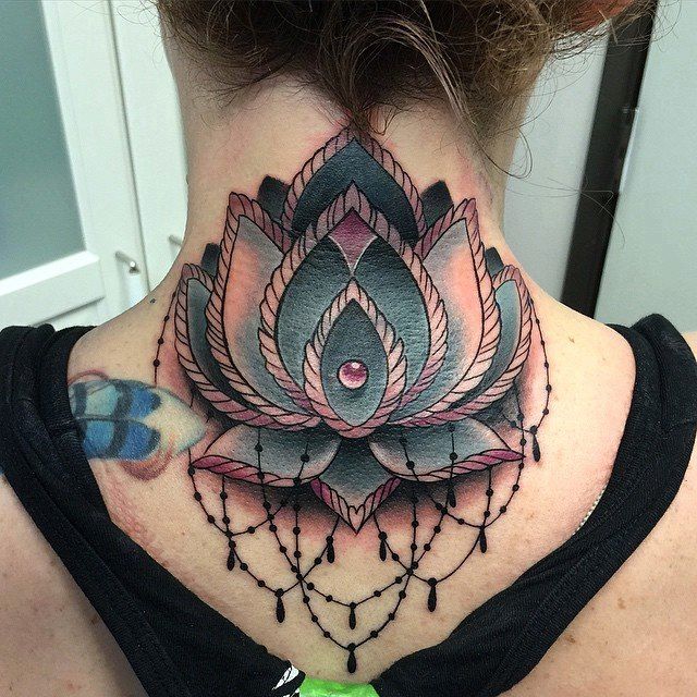 awesome nape lotus flower tattoo designs