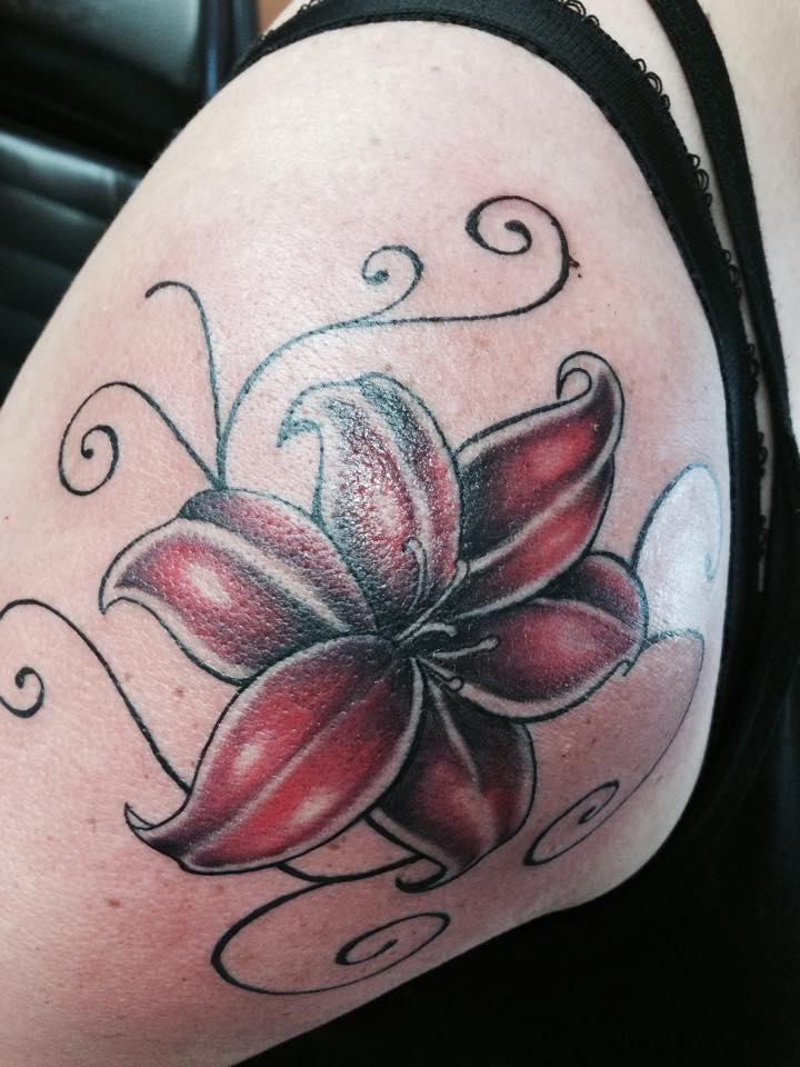 lotus flower shoulder cap tattoo ideas