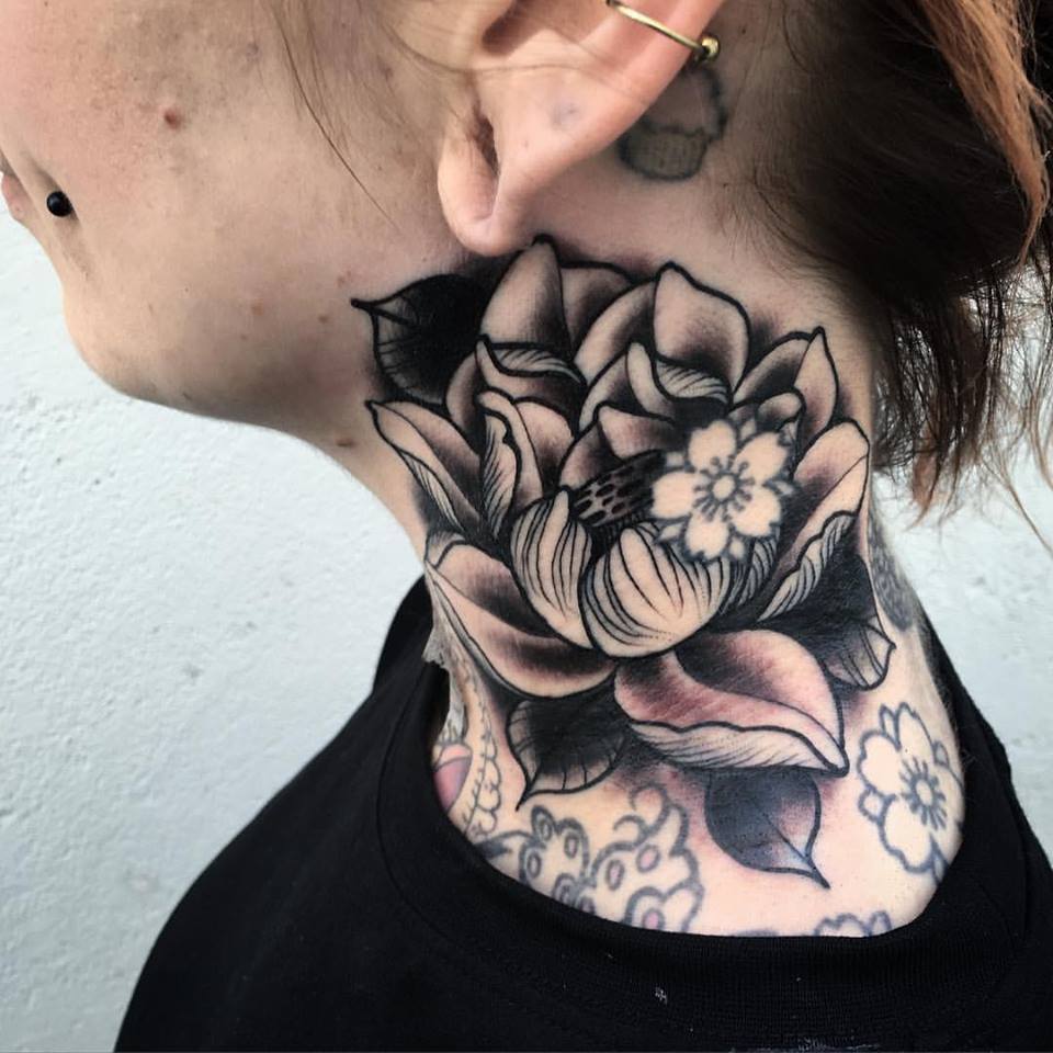 unique black lotus flower tattoo ideas