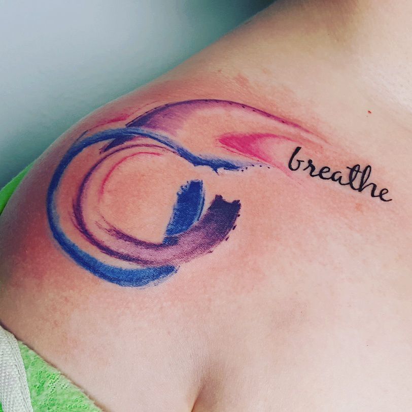 Beautiful Abstract Breathe Watercolor Tattoo