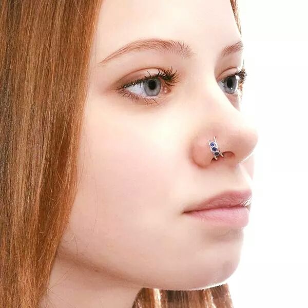 Blue Stone Simple Nose Piercing