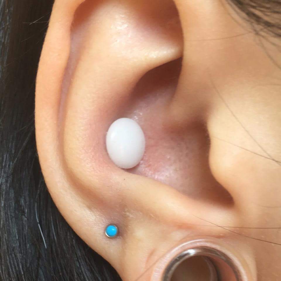 Bold White Stud for Conch Piercing