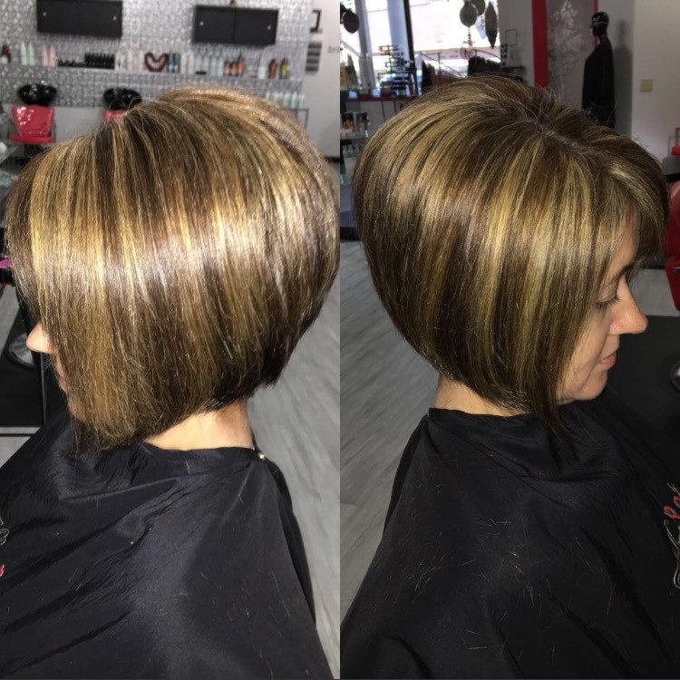 Bright Heavy Hi Low Lights Sassy Bob Cut Style