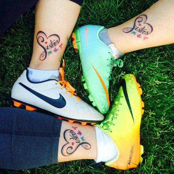 Charming Sibling Sister Tattoos on Ankle