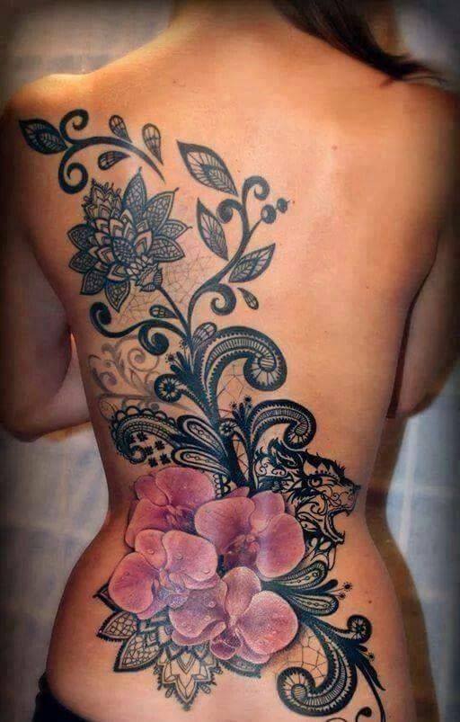 Chic Floral Full Back Tattoo for Women