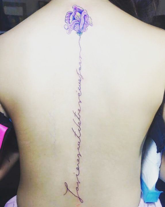 Classy Floral Calligraphy Back Tattoo Design