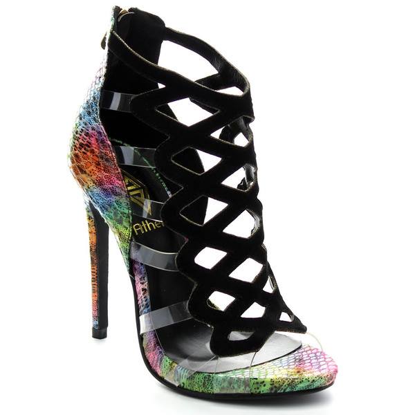 Criss Cross Front And Printed Back Heels