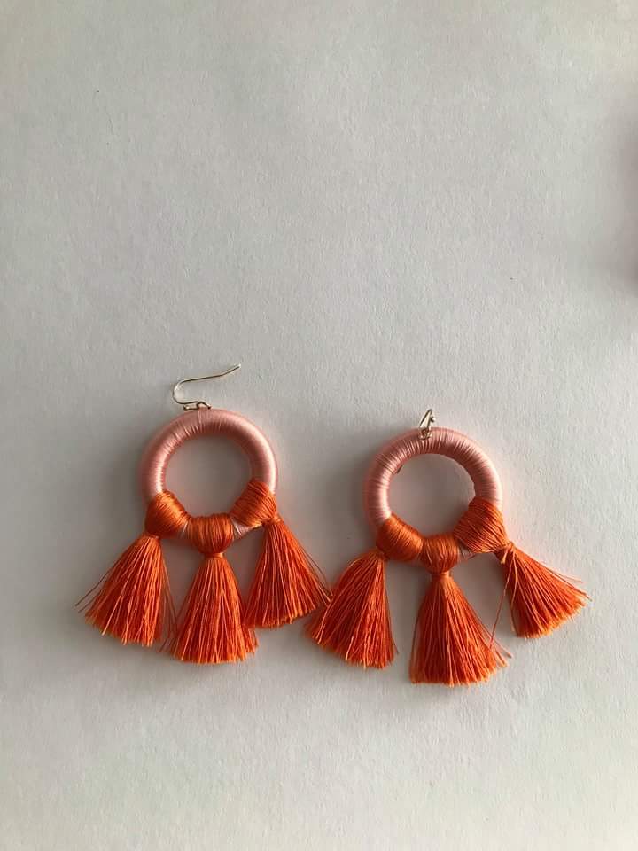 Cute Orange Thread Designer Earring