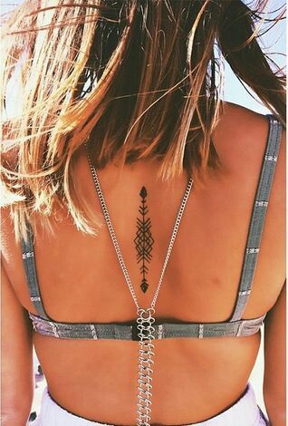 Dainty Bohemian Back Tattoo