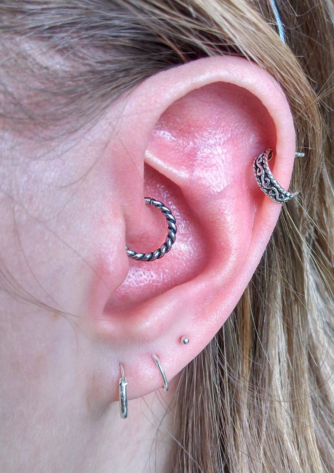 Daith Fitted with this Twisted Steel Ring