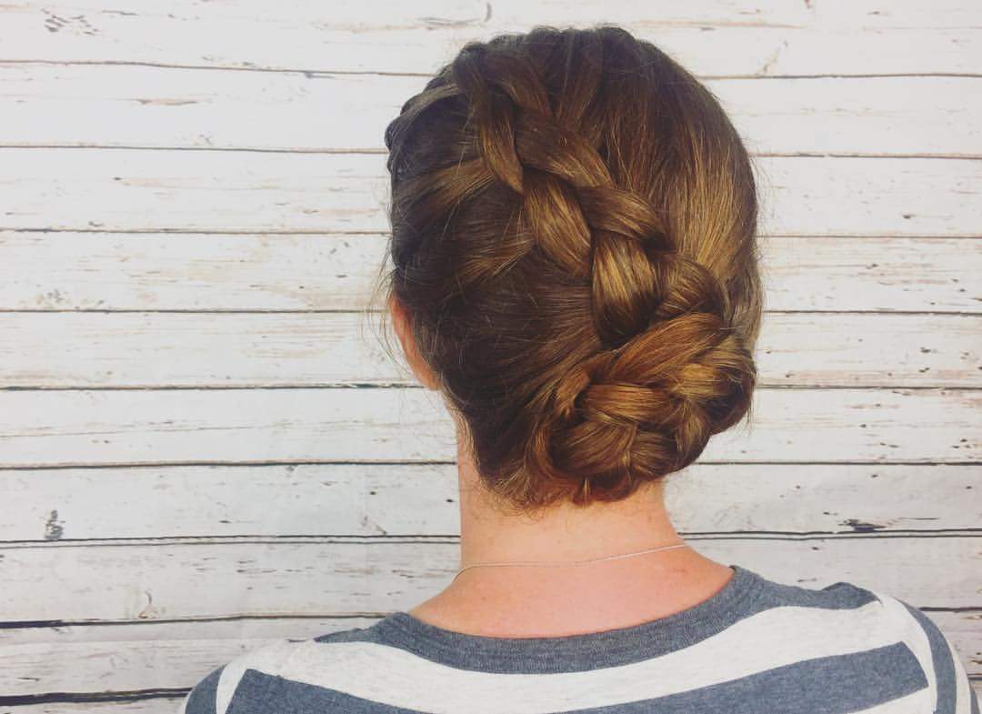 Diagonal Braided Low Bun To Carry For An Event